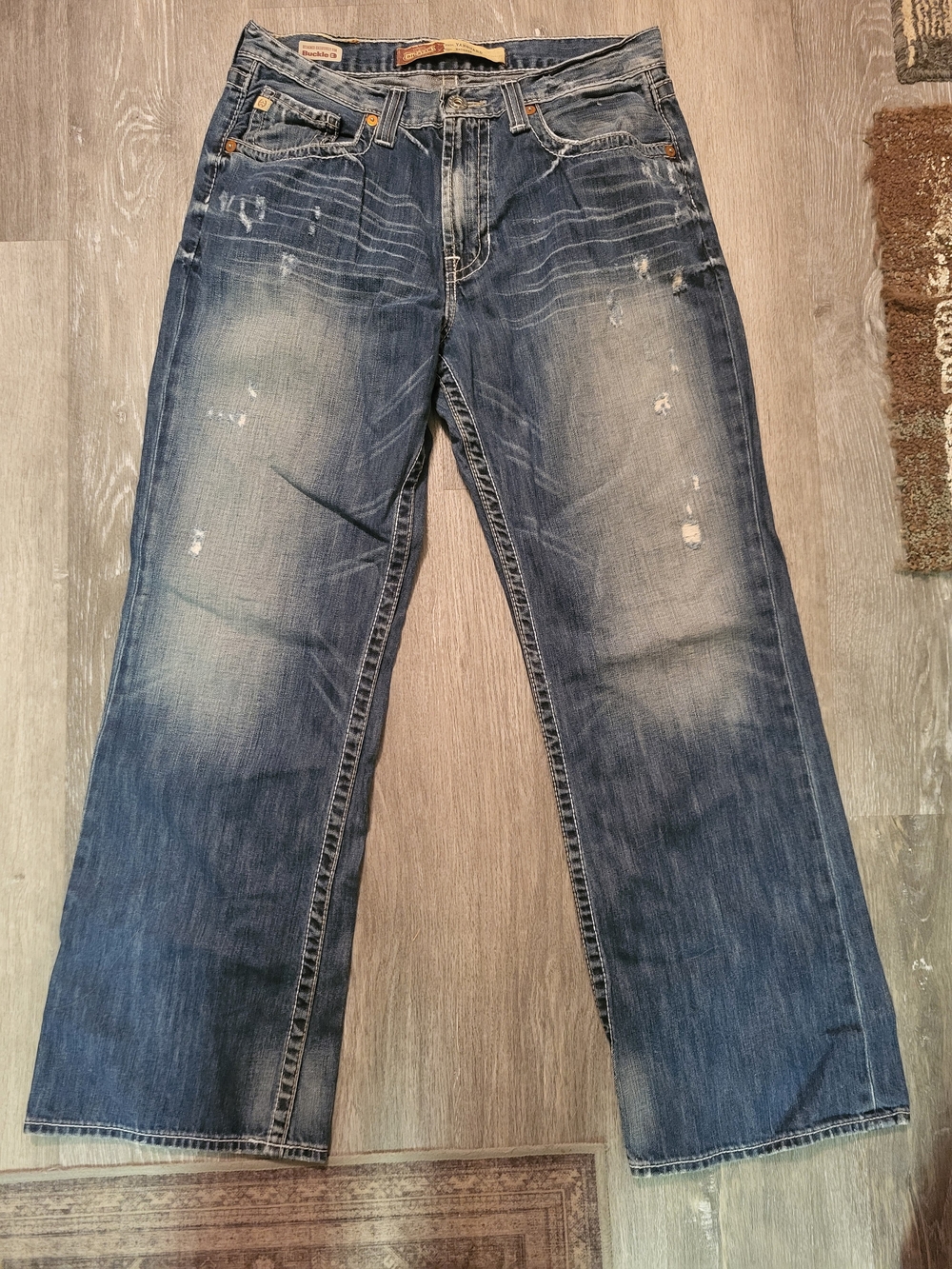 Big Star Relaxed bootcut Jeans Men's 34/32 Blue Denim Pants Buckle